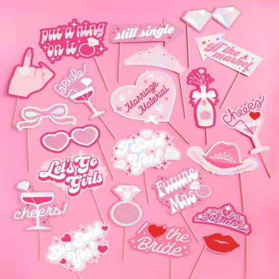 Bachelorette Photo Booth Props - 24 Pieces, pre-Assembled - Rose Gold Future Mrs Party Decorations, Bride to Be, Bridal Shower {2}