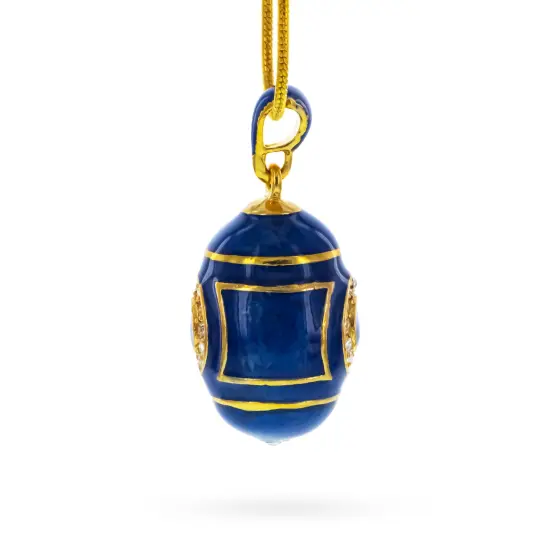 Blue Enamel Crystal Eyed Royal Egg Pendant Necklace {4}