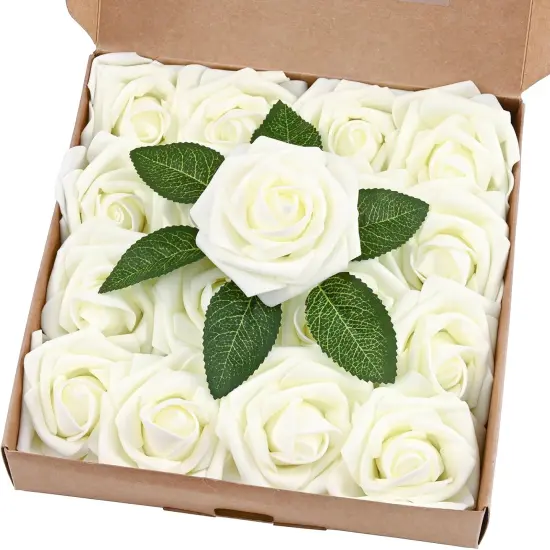 16Pcs Artificial Flowers Fake Roses Bouquets with Stems {1}