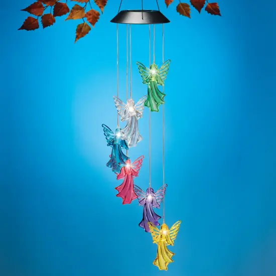 Collections Etc Solar Colorful Hanging Angels Outdoor Garden Mobile {1}