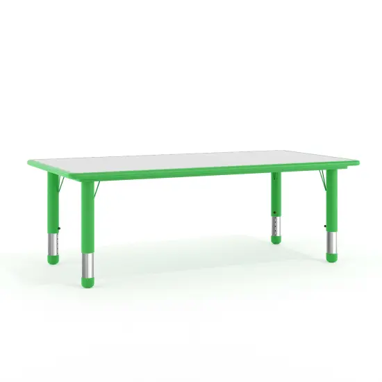 Emma and Oliver 23.625"W x 47.25"L Rectangular Plastic Height Adjustable Activity Table Green {2}
