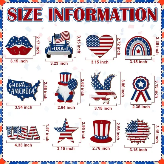 JellyArch 36 Pcs Patriotic Wood Cutouts {4}