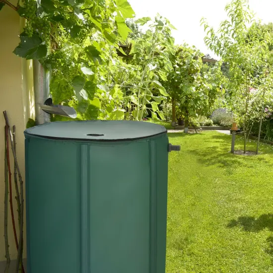 60 Gallon Green Portable and Foldable Collapsible Rain Barrel Water Collector with Mesh Top {2}