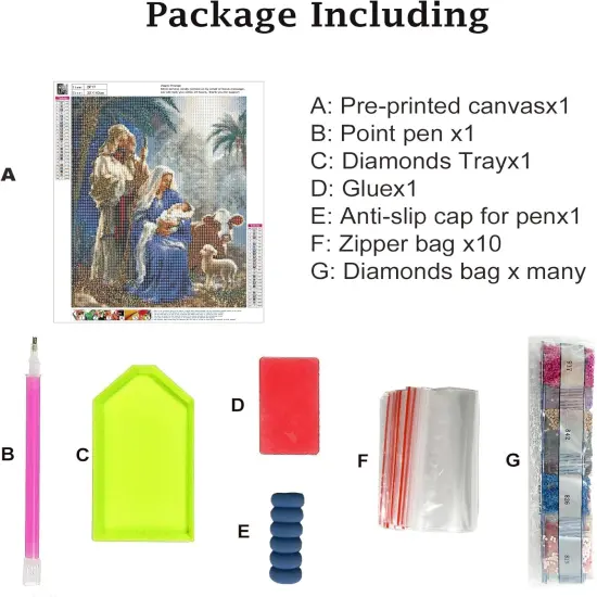 Nativity Diamond Art Painting Kits for Adults,5D Diamond Art Nativity Scene Kit,DIY Full Round Drills Christian Religious Diamond Dot Painting for Wall Decor 12X16 in {5}