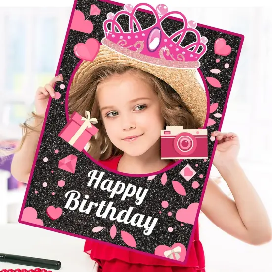 30 Pieces Hot Pink Girls Birthday Photo Booth Props Kit {2}
