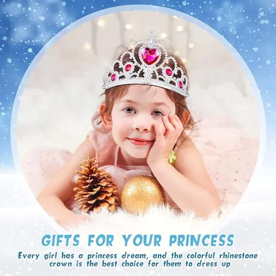 60 Pack Kids Tiara Crown Set Dress up Costume Party Accessories Princess Crown with Heart Stones Plastic Headband {4}