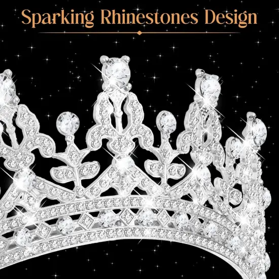 10 Pieces Crown Tiara for Women Crystal Headband with Comb Princess Rhinestone Queen Crown Bridal Hair Accessories Jewelry {3}
