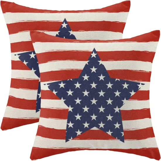 Throw Pillows American Flag USA Patriotic Outdoor Cushion Cases for Couch Bed Decorations {1}