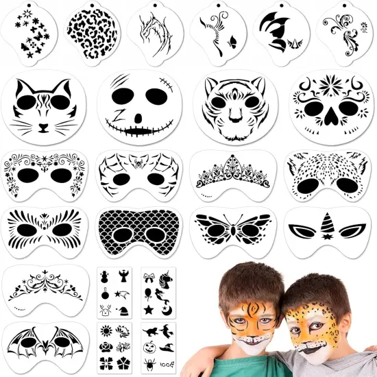 24 Pcs Halloween Face Paint Stencils Set Reusable Face Painting(Art,Painting) {6}