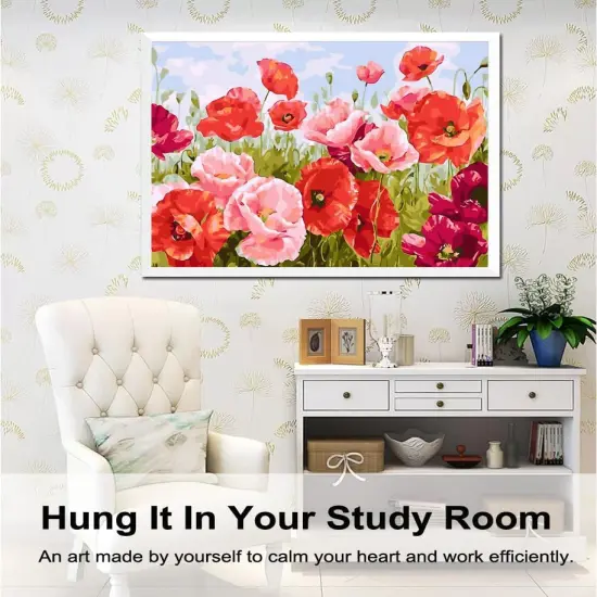 Paint by Numbers Kit for Adults Beginners,20" Wx16 L Canvas for Painting Kits for Adults in Colorful Box Poppy Flowers-BSC001 {5}