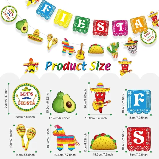 Cinco De Mayo Banner Mexican Party Supplies Sign Banner Garland Fiesta Party Decoration Day of The Dead Backdrops Ceiling Hanging Card Tissue Decorations for Mexican Festival Tacol Theme Birthday {5}