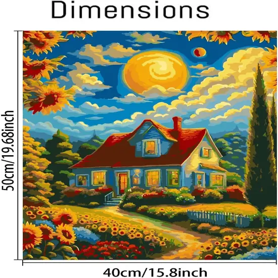 Landscape Paint by Numbers Kit for Adults, Spring Scenery Paint by Number on Canvas Without Frame, DIY Sunflower Oil Painting for Home Wall Decor(16x20inch) {2}