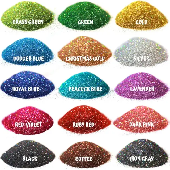 Holographic Fine Glitter, 15 Colors Fine Glitter for Crafts, Resin, Jewelry Art Crafts Making, Nail Body, with 10 PCS Stir Spoons {3}