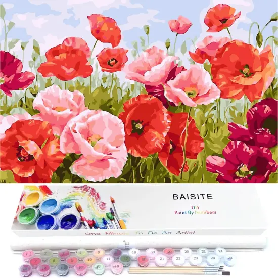 Paint by Numbers Kit for Adults Beginners,20" Wx16 L Canvas for Painting Kits for Adults in Colorful Box Poppy Flowers-BSC001 {1}