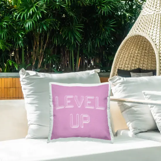 Stupell Industries Level Up Purple & White Outdoor Printed Pillow design by Yass Naffas Designs, 18 x 7 x 18 {2}