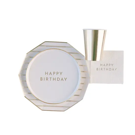 WHITE & GOLD SIGNATURE HAPPY BIRTHDAY COCKTAIL NAPKINS {3}