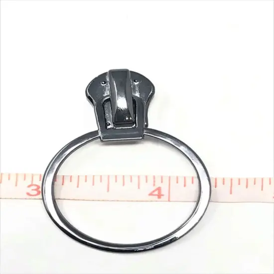 Zipper Pull &ndash; Glossy Round Metal O Ring 8MM in Gunmetal {1}