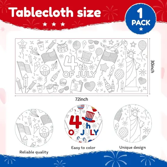 1 Pack Fourth of July Coloring Tablecloth for Kids {5}