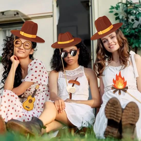 25Pcs Funny Camping Party Selfie Props with Sticks {4}