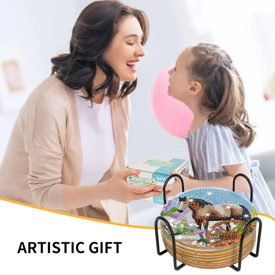8 Pcs Spring Horse Diamond Art Coaster Kits {5}