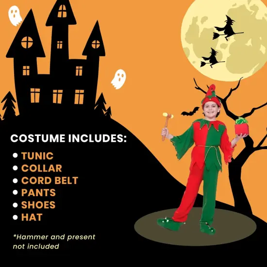 Santa's Elf Costume With Jingle Bells Child {5}