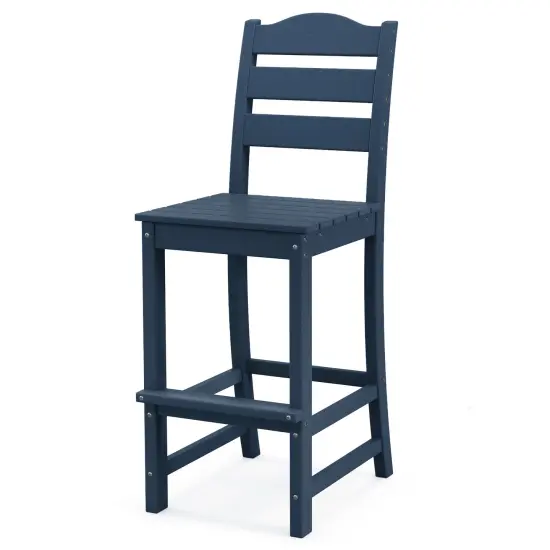 Costway Outdoor HDPE Bar Stool Patio Tall Chair Backrest Footrest All Weather Gray/Turquoise/Black/Navy {10}