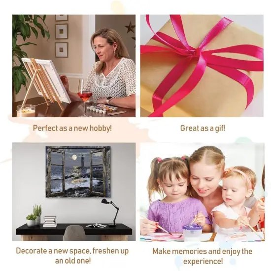 Paint by Numbers Kit for Adults- Lighthouse Adult Paint by Number Kits on Canvas for Beginners, DIY Beach Scene Acrylic Oil Number Painting Kits for Home Wall Decor 16"x 20" (Without Frame) {3}