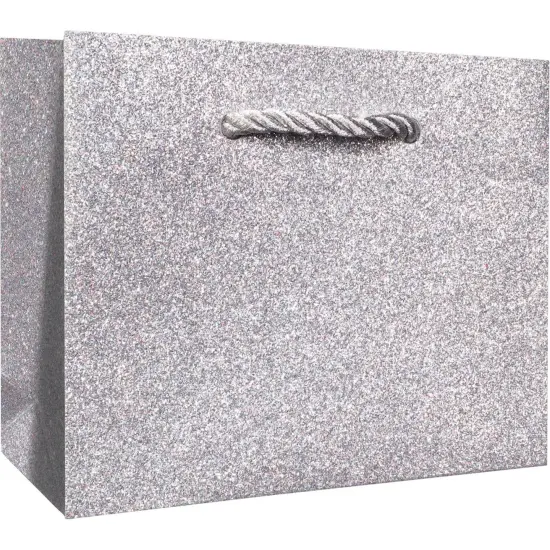 Pack/6: Silver Sparkle Gift Bag - 5 x 2 x 4" {1}