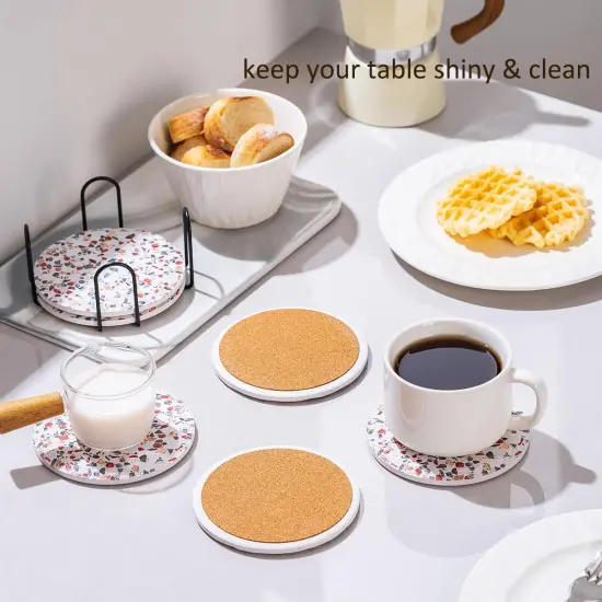 Set of 6 Coasters with Holder {4}