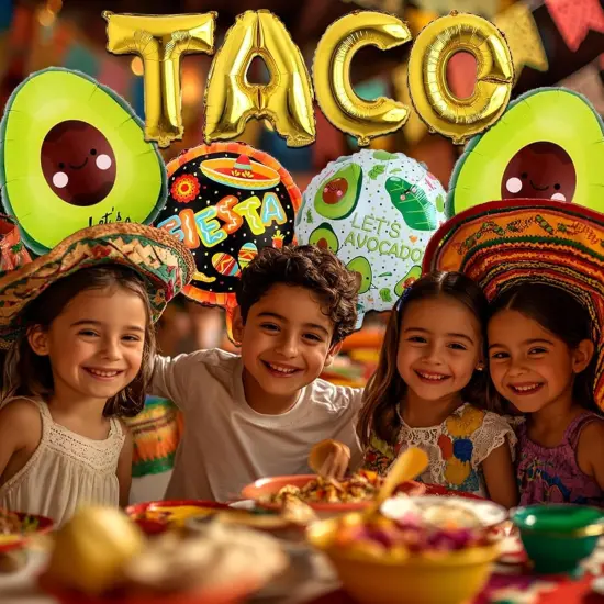 18 PCS Fiesta Party Supplies - Taco, Mexican, Cactus, Avocado, Hat Jumbo Mylar Foil Balloons - Cinco De Mayo Party Decorations {3}