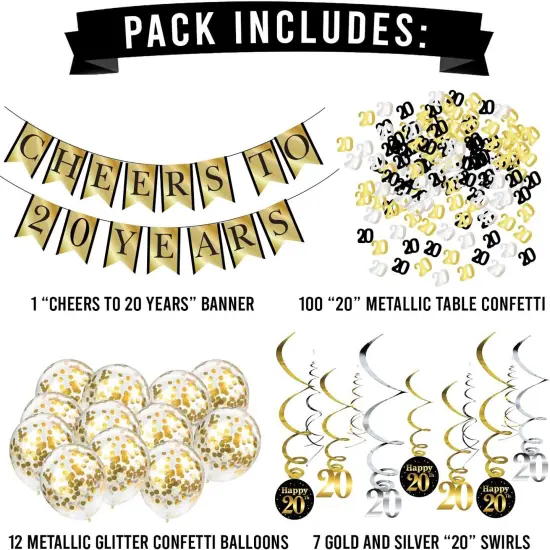 20th Birthday and Anniversary Cheers to 20 Years Banner {2}