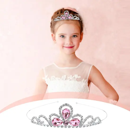 8 Pieces Princess Colorful Dazzling Crystal Rhinestone Silver Metal Tiara Crown Headbands Wedding Birthday Party Prom Headpieces Hair Styling Accessories {3}