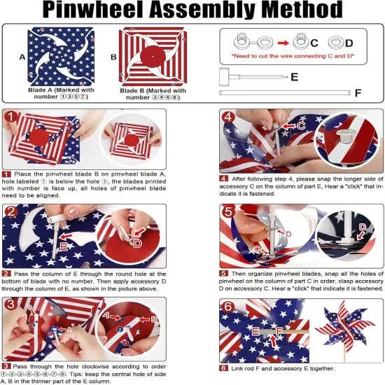 Wind Spinners Outdoor, 12Pcs American Flag {2}