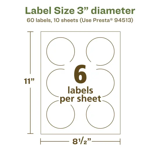 Avery Recycled Matte White Labels,3" diameter Round {5}