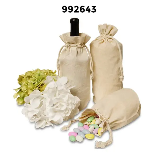 Petite Round Bottom Cotton Muslin Bag 4 3/4" x 3" x 7 1/2" {3}