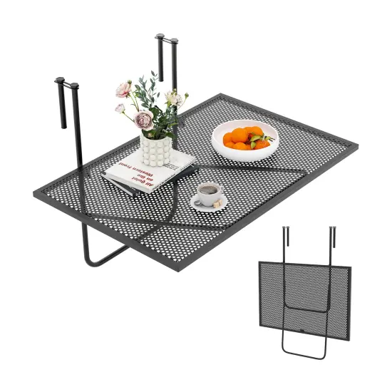 Black Metal Folding Hanging Table with Adjustable Hanging Hooks Ideal for Outdoor {4}