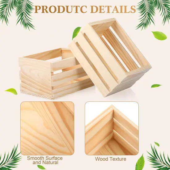6 Pcs 6.5'' Small Wooden Crates for Mother's Day {3}