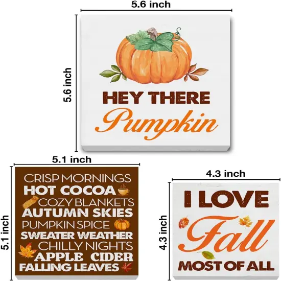 Set of 3 Tabletop Fall Wood Signs Autumn Decor {2}