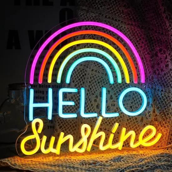 Hello Sunshine Neon Sign LED &ndash; Hello Sunshine Neon Lights for Wall Decor &ndash; Sunshine LED Light Up Sign for Bedroom, Party, Gifts for Friends, Boys, and Girls {2}