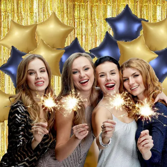 20 pcs 18inch Navy Blue Gold Star Foil Balloons, Matte Blue Gold Star shaped Helium Balloons Mylar Balloons for Wedding Graduation Decoration Birthday Party Balloons {2}