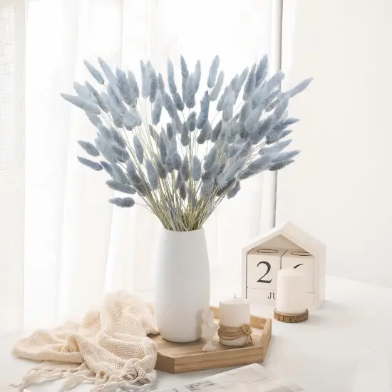 120pcs Dried Bunny Tails Flowers Lagurus Ovatus Tail Dried Flowers Pampas Grass Gray Natural Dried Floral Arrangement {2}