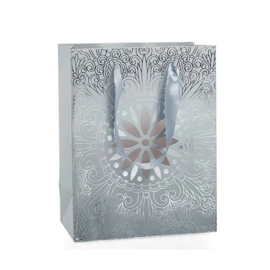 Medallion Euro Totes 10 1/4'' x 4 3/4'' x 12 5/8'' for Gifts and Events Silver {2}