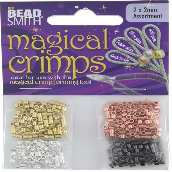 The Beadsmith Magical Tube Crimp Beads, 2 x 2mm, Assorted Colors, 500 Pieces, Uniform Cylindrical Shape, No Sharp Edges, Designed to Secure The Ends of Jewelry Stringing Wires and Cables {5}