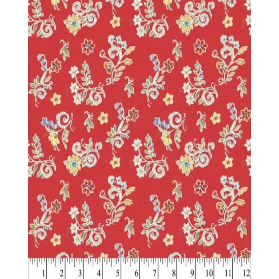 Floral Ditsies Red Cotton Fabric | By the Yard | Sewing and Crafting | 44 inches wide {1}