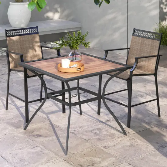 Patio Dining Table for 4 Square Bistro Table with Umbrella Holes {2}