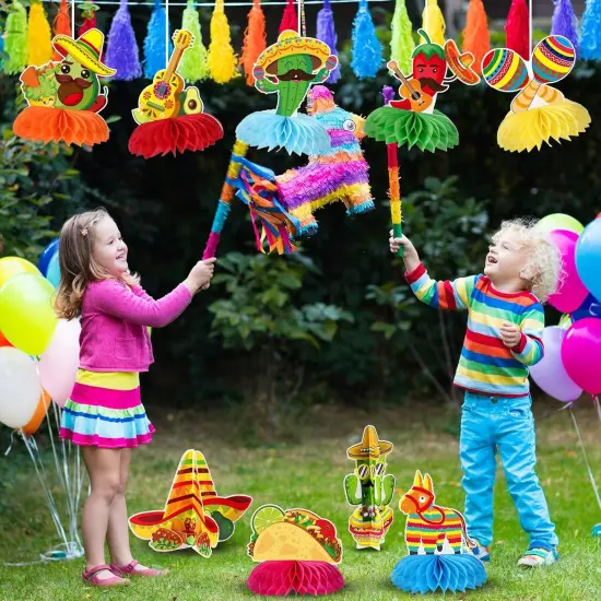 Fiesta Mexican Party Table Decoration Centerpiece Paper Cinco De Mayo Fiesta Table Topper Decor for Honeycomb Carnivals Taco Cactus Day of the Dead Decor Supplies(Vivid) {5}