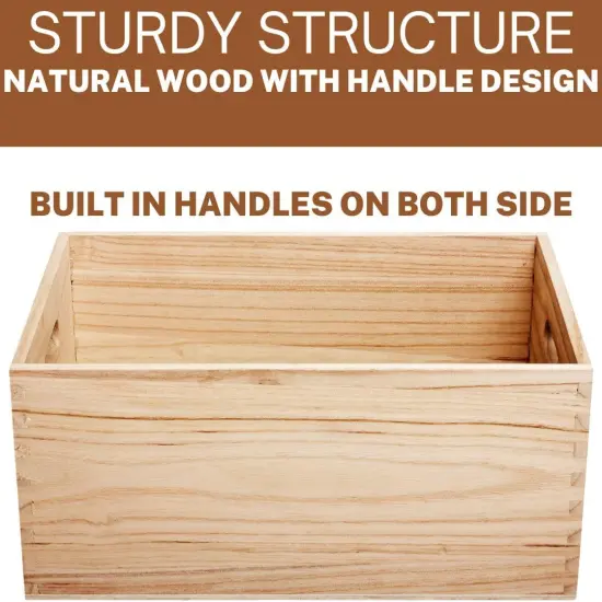 4 Pack Unfinished Wooden Crates with Cutout Handles {2}