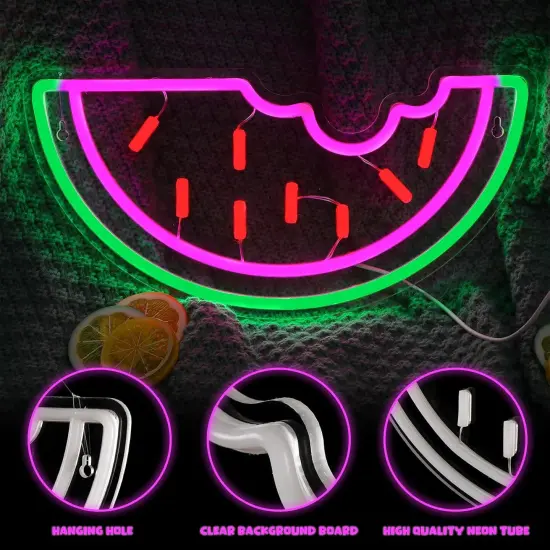 Summer Watermelon Neon Sign USB Operated Acrylic LED Neon Light Fruit Art Decorative LED Light Signs for Home Bedroom Bar Birthday Party Wedding Office Lounge Patio {2}