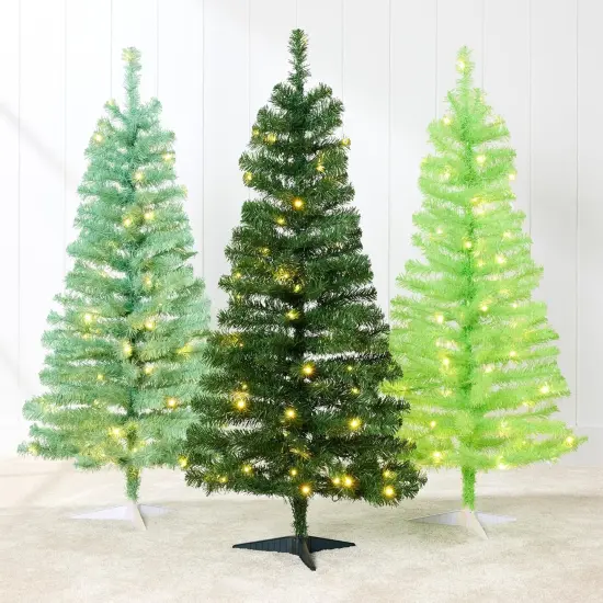 4ft Pre Lit Christmas Tree Mini Artificial Tree with Twinkling LED Lights for Bedroom or Apartment Purple {8}