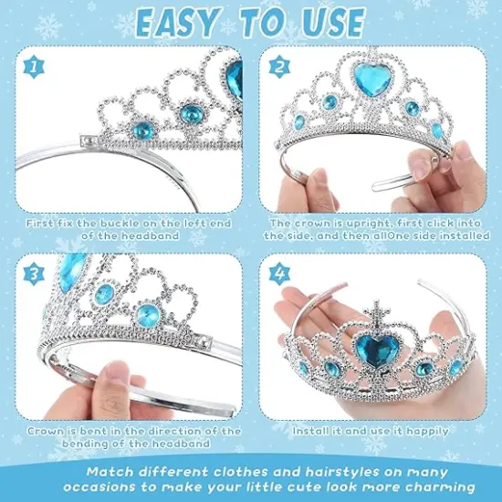 60 Pack Kids Tiara Crown Set Dress up Costume Party Accessories Princess Crown with Heart Stones Plastic Headband {2}